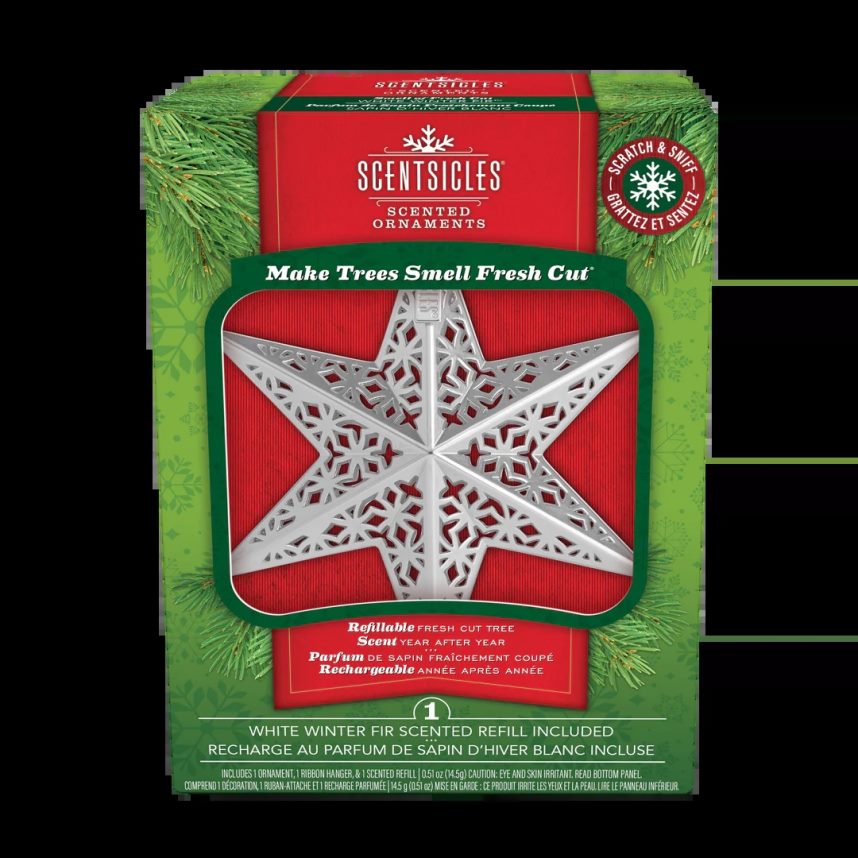 decoration | National Tree Company Scentsicles Decorative Ornament Metal White Star White Winter Fir with Refill F2L4F548